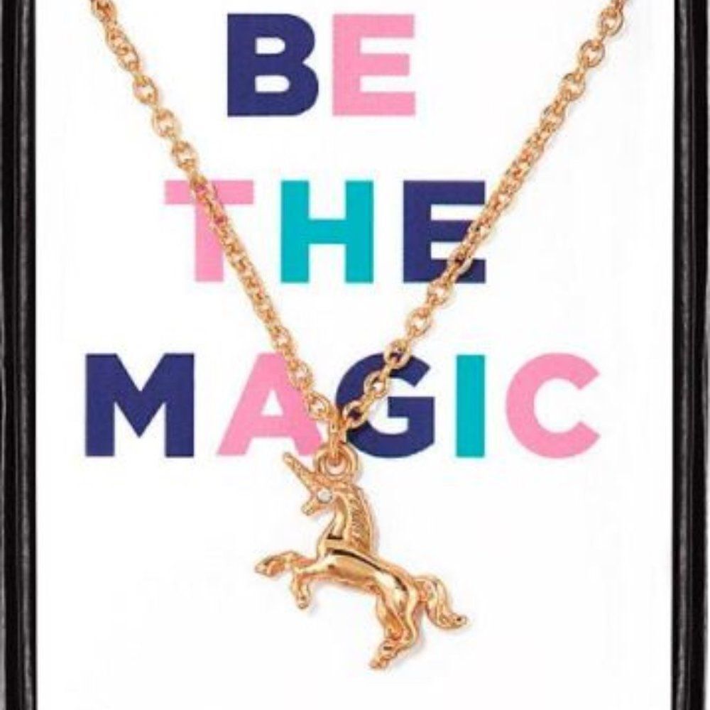 Unicorn Goldtone Pendant Crystal Accented Necklace
